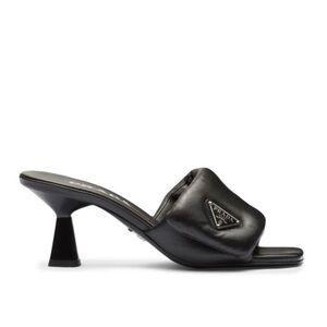 Prada logo leather padded heel